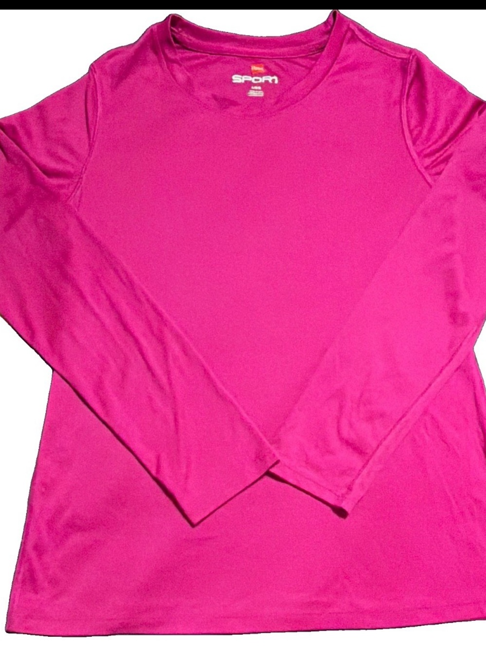Hanes Sport Women's Long Sleeve Performance Top - Bright Pink Size Large